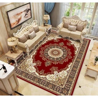 Outdoor-QJ Teppich Modern Wohnzimmer Indoor Traditioneller Vintage Orientalisch Klassischer Muster Läufer Carpet Flur Beigefarbener Druck 80x120CM