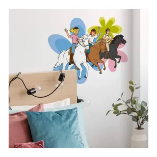 Bibi & Tina Wandtattoo Bibi & Tina und Alex Pferderennen Wandsticker Pferd Martinshof, selbstklebend, entfernbar bunt 120 cm x 99 cm
