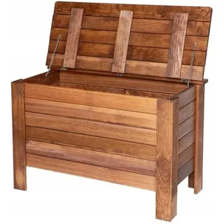 STOLMAK Gartenbox aus Holz 166 l 80x52x40 cm Braun Massivholz Kiefer Auflagenbox Kissenbox Holztruhe Aufbewahrungsbox Gartenmöbel - Braun