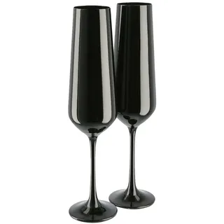 Peill+Putzler Germany 2er-Set Sektkelche mit Stiel 200 ml | moderne Sektgläser in schwarz aus Kristallglas | Tulpenform für vollmundige Aromaentfaltung von Sekt, Champagner oder Prosecco