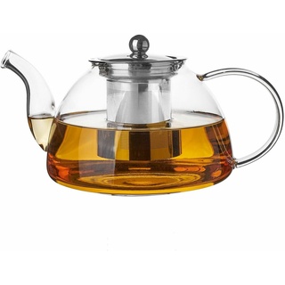 Teekanne mit Teesieb, 1,2 l, Glas-Teekanne mit Sieb, für losen Tee