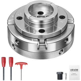 Vevor 4 Zoll Drechselfutter 4 Backen Zentrierfutter mit 1 Zoll x 8 TPI Gewinde & Adapter, Vernickelte Oberfläche Spannbacken Hochfester Stahl, Spreizen und Klemmen für die Holzbearbeitung