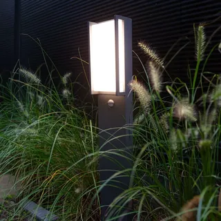 Lutec LED Sensor-Wegeleuchte Qubo anthrazit, Bewegungsmelder, IP54