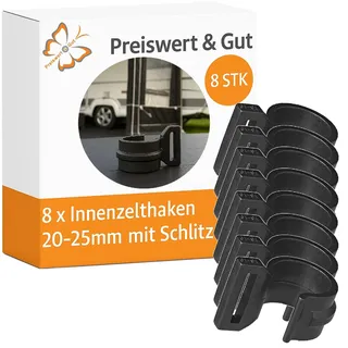 Preiswert & Gut 8 STK Innenzelthaken für 20-25 mm Zeltstangen, robust, 5,5 x 2,8 cm