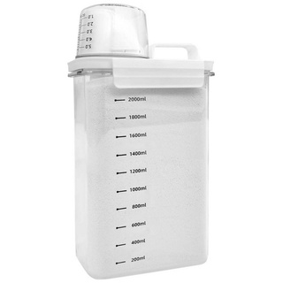 Daisred Dose Waschmittel Weichspüler Aufbewahrung, Waschmittelbox mit Messbecher (1 St) weiß