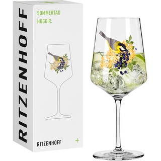 RITZENHOFF 2931015 Hugo-Glas 500 ml – Aperitif-Glas – Serie Sommertau – Motiv 15 mit Vogel bunt – Made in Germany