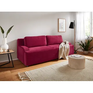 Home Affaire Schlafsofa HOME AFFAIRE "Halbschlaf", rot (bordeaux), B:225cm H:90cm T:95cm, 100% Polyester, Sofas, Schlafsofa, mit Bettfunktion und Bettkasten