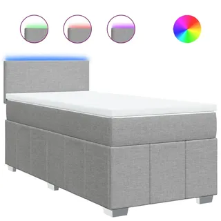 vidaXL Boxspringbett mit Matratze Hellgrau 90x200 cm Stoff