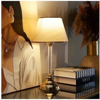 lux.pro Tischleuchte, ohne Leuchtmittel, »Paisley« Nachttischlampe Tischlampe 1 x E27 Beige / Messingfarben beige