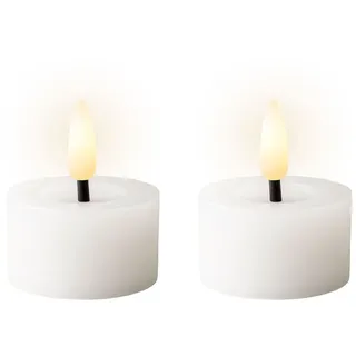 Lumineo LED-Teelichter, Timer, warmweiß, LED Teelichter 4,4x5cm mit Timer Wachs 2 Stück Weiß / Warmweiß weiß