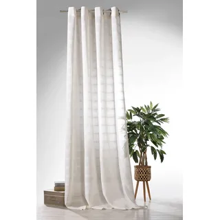WECKBRODT Vorhang WECKBRODT "Boho" Gr. 1, beige (natur), B:135cm H:245cm, Leinen, Polyester, Gardinen, Leinen-Optik, Webstreifen, halbtransparent, Gardine, Store