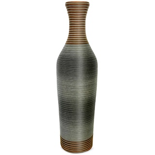 Hohe Bodenvase, 70 cm, große Bodenvase, handgefertigte Vase für Zuhause, Deocr, Vintage-Silber, Orange