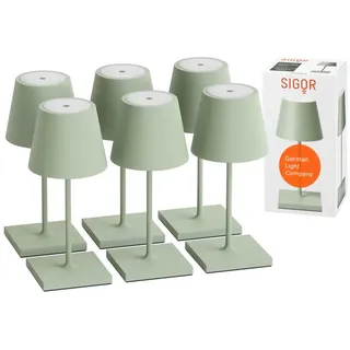 SIGOR Nuindie mini 3.0 LED Akku-Tischlampe, 6er-Set, salbeigrün salbeigrün