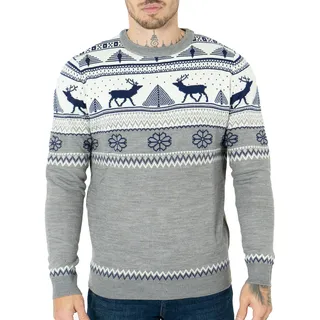 NOROZE Weihnachtspullover für Herren | Leichter Strickpullover im nordischen Stil mit Rentierprint Rundhalsausschnitt, Lange Ärmel WeihnachtspúLLI Weihnachtssuéter Herren - M