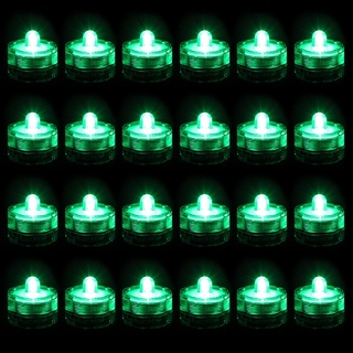 ASANMU Unterwasser Licht, Unterwasser LED Schwimmkerzen 24 Stück Party Deko Kleines Led-Kerzenlicht Warmweiße Teelichter MINI LED Licht Weihnachtsdeko Innen Aussen Zuhause Garten Dekoration(Grün)