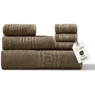 nice homeit Handtuch-Set aus 100% Baumwolle – 100 x 150 cm – extra großes Badetuch-Set – weich und sehr saugfähig – Made in Italy – Braun