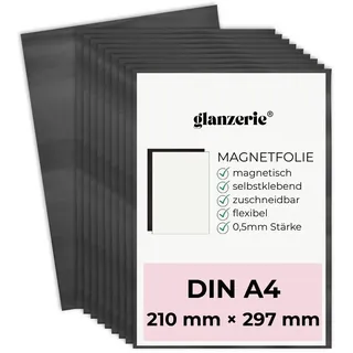 10 Stück Magnetfolie DIN A4 Magnetklebefolie für Fotos flexibel zuschneidbar selbstklebend magnetisch beklebbar Magnetbogen Fotomagnet