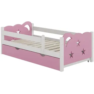 VitaliSpa Kinderbett Jessica Weiß Pink 140x70 cm mit Schublade, ohne Matratze, Rosa/Weiß - Rosa
