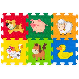 Woodyland Spielmatte 91679 Puzzle- und Spielmatte Würfel mit Tiermotiven. 12 tlg (12-St., 12 teilig), Puzzlematte zum Würfel zusammen bauen