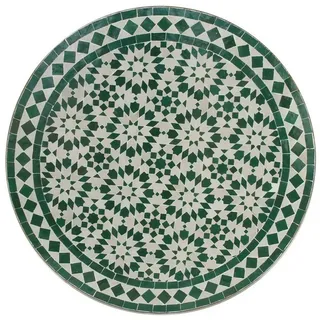 Casa Moro Gartentisch Mediterraner Gartentisch marokkanischer Mosaiktisch Ø 70 cm (rund Ankabut Weiß mit Gestell Höhe 73 cm Kunsthandwerk aus Marrakesch, Bistrotisch Mosaik-Kunst Balkontisch, MT2143), Handmade weiß