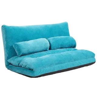 COSTWAY Schlafsofa, bettfunktion,verstellbare Rückenlehne,klappbar,Kissen blau 98 cm x 18 cm x 180 cm