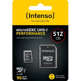 Intenso 512GB microSDXC Performance microSD-Karte 512GB Class 10 UHS-I Wasserdicht