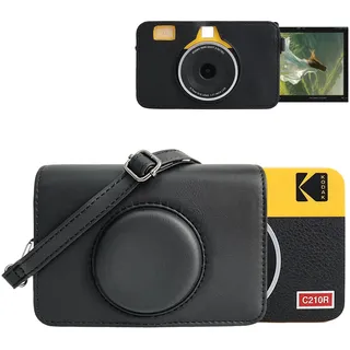 MUZIRI KINOKOO Tasche für Kodak C210R Mini Shot 2 Retro 2-in-1 Kamera und Fotodrucker, Mini Shot 2 Retro Schutzhülle aus PU Leder mit verstellbarem Schultergurt - Schwarz