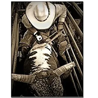 QITEX Bilder Schlafzimmer Western Cowboy Wanddekor Rodeo Bilder Kalb Seil Pferd Gemälde Kunstdrucke Poster Leinwand Bild Wand Bilder Poster für Schlafzimmer Wohnzimmer Dekor 50x70cm(Kein Rahmen)