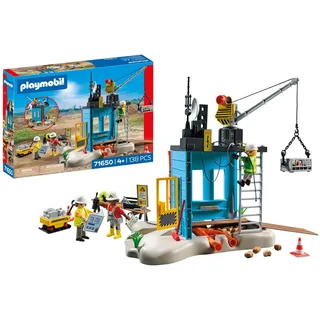 PLAYMOBIL | City Action | Promo Pack: Baustelle | Mit DREI Figuren, beweglichem Kran und vielen weiteren Extras | Detailreiches Spielzeug für Kinder ab 4 Jahren | 71650