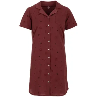 Zeitlos Nachthemd Damen Kurzarm Kragen Sonne Mond Sterne M-2XL Knopfleiste Schlafshirt, Farbe:Altrosa, Größe:M - M