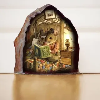 3D-Mausloch, realistischer Wandaufkleber, Maus in einem Loch, lustige Kunst, wasserdicht, lustige Wandaufkleber für Schlafzimmer, Kinderzimmer, Wanddekoration, Wandbehandlungen und Zubehör, Farbe,