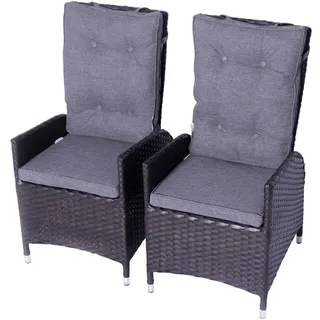 OUTFLEXX 2er Set Dining Sessel, braun, Polyrattan, je 55 x 65 x 112 cm, Rücken stufenlos verstellbar