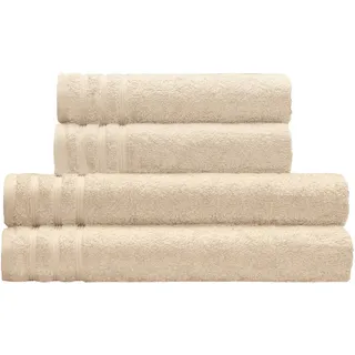 Kleine Wolke Handtuch Set Royal, 4 Stück (2 Handtücher 50/100 cm + 2 Duschtücher 70/140 cm), Frottier (Set, 4-St), Uni Farben, mit Bordüre, weich, in verschiedenen Sets erhältlich beige
