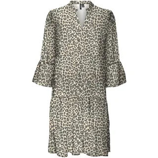 VERO MODA Damen Mini-Kleid Tunika 3/4 Arm VMSmilla mit Leoprint 10307959 Birch Lova S - S