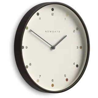 NEWGATE® Mr Clarke Wanduhr | Große skandinavisch inspirierte sperrholzuhr | 40cm | Dunkles holzgehäuse mit designer-punktzifferblatt | Modernes, minimalistisches design für küche, wohnzimmer oder büro