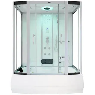 Home Deluxe Dampfdusche mit Whirlpoolfunktion und LED-Beleuchtung DIAMOND Weiß,