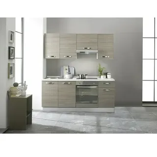 Marinelli Cucine Vormontierte Küchenzeile Rita  (Breite: 195 cm, Eiche Grau, Mit Elektrogeräten)
