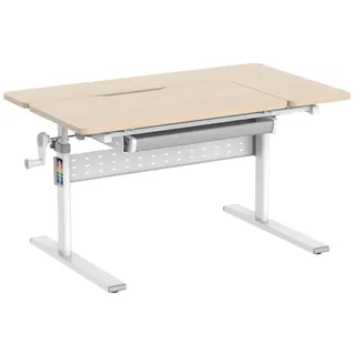 Spacetronik Kinderschreibtisch Höhenverstellbar 100x60 cm, Schreibtisch Kinder mit Neigbarer Tischplatte, Kinder Schreibtisch mit Schublade & Haken für Rucksack, Holzplatte