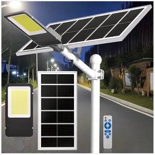 Rhein Beleuchtung LED Solarleuchte 3000W Solarlampen für Außen mit Bewegungsmelder & Fernbedienung, Solarlampen für außen, wetterfest, LED fest integriert, Kaltweiß, 6500K kaltweiß, IP67 – solar Strahler außen mit 1796 LEDs schwarz
