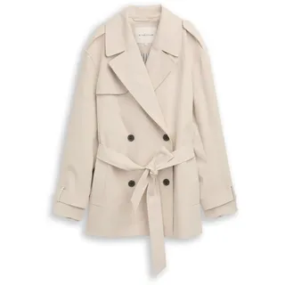 Tom Tailor Damen Trenchcoat aus wasserabweisendem Material, braun, Uni, Gr. XL