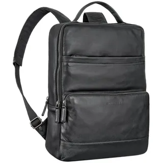 STILORD Notebook-Rucksack "Henning" Großer Lederrucksack Herren mit 16 Zoll Laptopfach schwarz