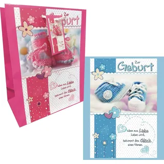 ILODA 24x Geschenktüten zur Geburt medium 17315 (12x für Mädchen und 12x für Jungen), Geschenktüte, Tüte Baby Geburt, Geschenktasche für Babys