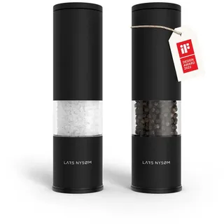LARS NYSØM Gewürzmühle Lagom manuelle Bedienung, (2 Stück), Edelstahl Gewürzmühlenset mit Keramikmahlwerk (Stufenlos) schwarz
