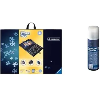Ravensburger Puzzlemappe für Puzzles mit bis zu 1000 Teilen, Kombination aus Puzzle-Sortierschale & Puzzle-Conserver - Transparenter Puzzlekleber um Puzzles zu fixieren und aufzuhängen, 200 ml