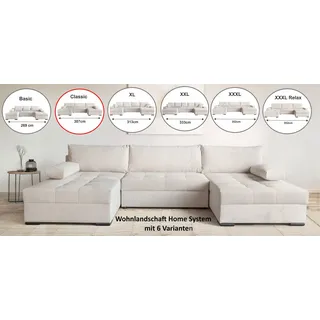 OTTO home Wohnlandschaft OTTO HOME "Home System U-Form, von B: 269-352 cm wählbar, 6 Varianten zur Auswahl", anthrazit, B:307cm H:41cm T:161cm, 100%Polyester, Sofas, Wohnlandschaft, Bettfunktion, Bettkasten & Zierkissen, Federkern
