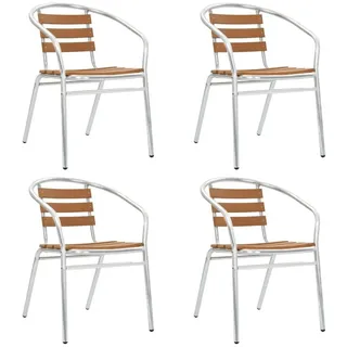 vidaXL Stapelbare Gartenstühle 4 Stk. Aluminium und WPC Silbern