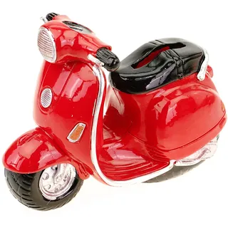 Kremers Schatzkiste Spardose Motorroller Handbemalte Sparbüchse Roller 10x15x8cm aus Polyresin, witzige Geschenkidee für Motorrad-Fans, Deko Sparschwein, mit Pfropfen zum Geld entnehmen