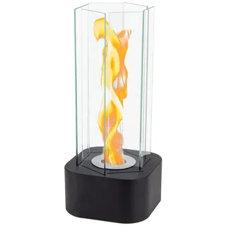 JHY DESIGN Feuerschale 37cm Hoch Tisch-Feuerschale Tisch-Kami Windlichter, (1-St), aus Metall und Glas für Innen und Drinnen Schwarz schwarz