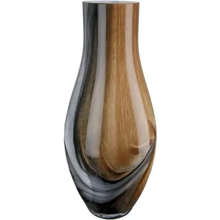 Famanu Glasvase - Dekorative Vase mit einzigartigem Farbverlauf - 40 cm hoch - Braun Schwarz