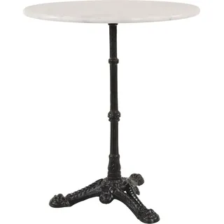 Gartentisch Bistrotisch Marmor Marmortisch Gastrotisch weiß gusseisener Fuss Ø60x72cm - Weiß